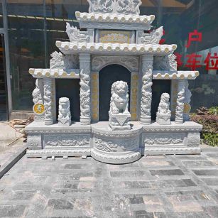 山东芝麻白中国黑石材套墓 花岗岩墓碑