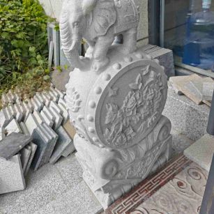 山东芝麻白抱鼓石 庭院抱鼓石