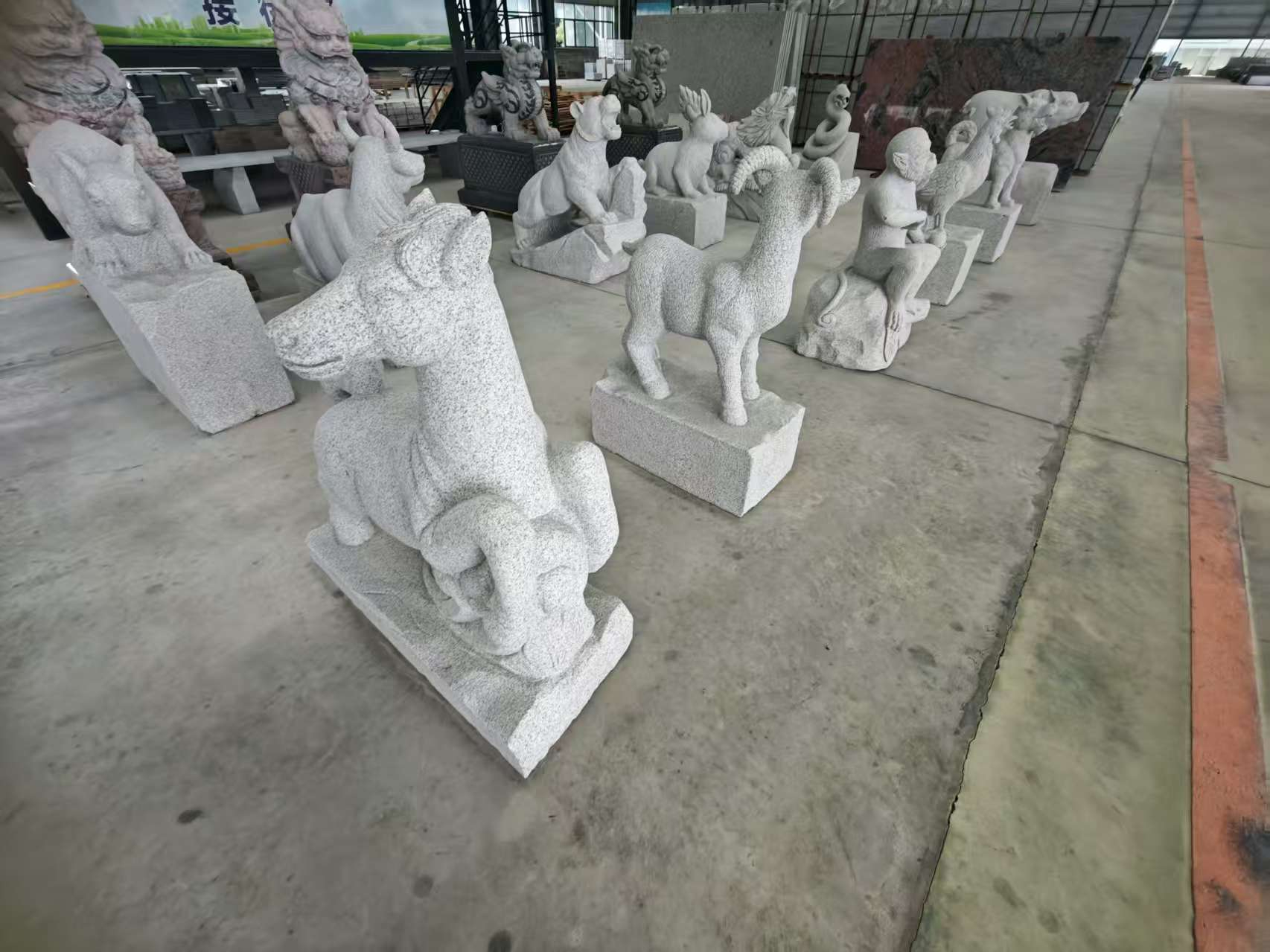 山东芝麻白雕刻 十二生肖 异形雕刻