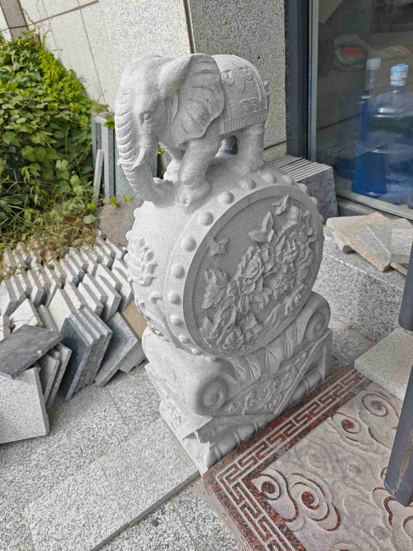 山东芝麻白抱鼓石 庭院抱鼓石