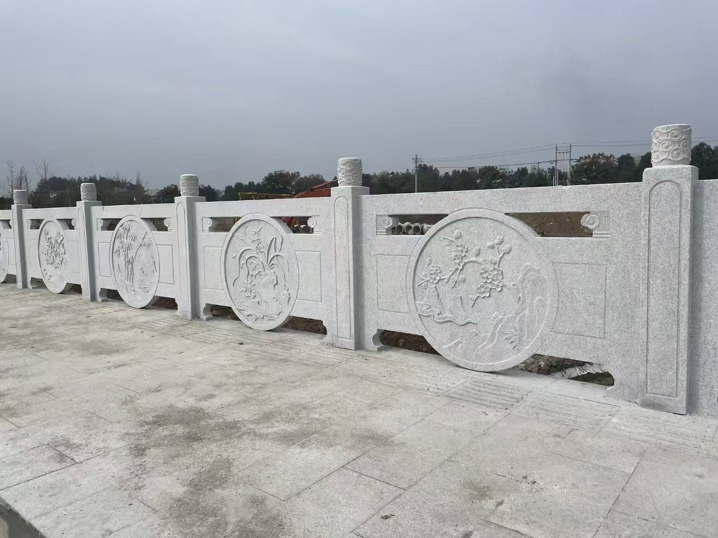 山东芝麻白河道栏杆 石材栏杆